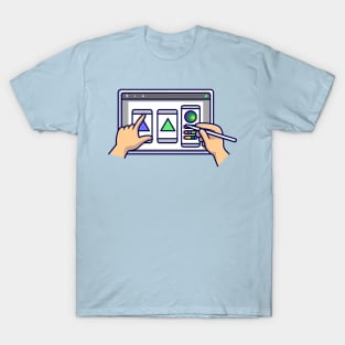 Drawing on Tablet Cartoon T-Shirt